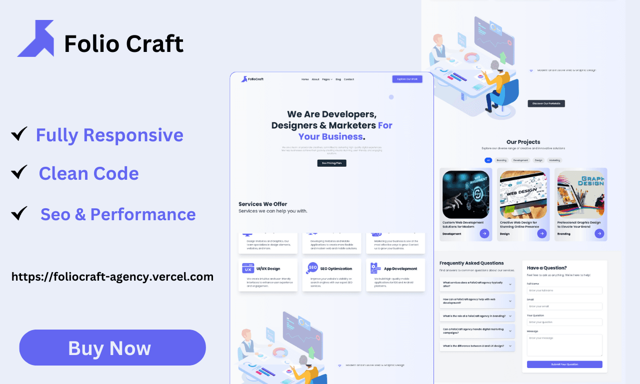 Folio Craft Agency Website Template Created With Next.js